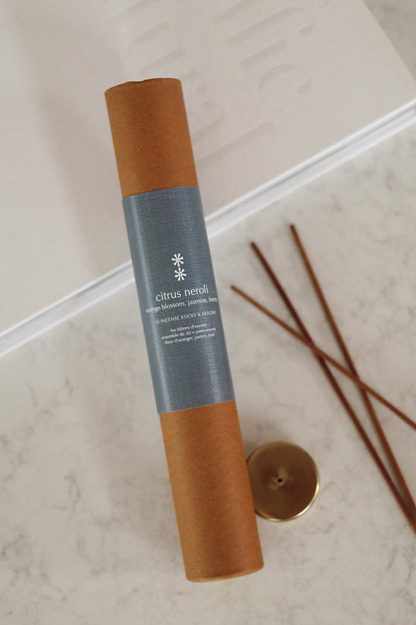 Citrus Neroli Incense Set/30 Sticks + Holder
