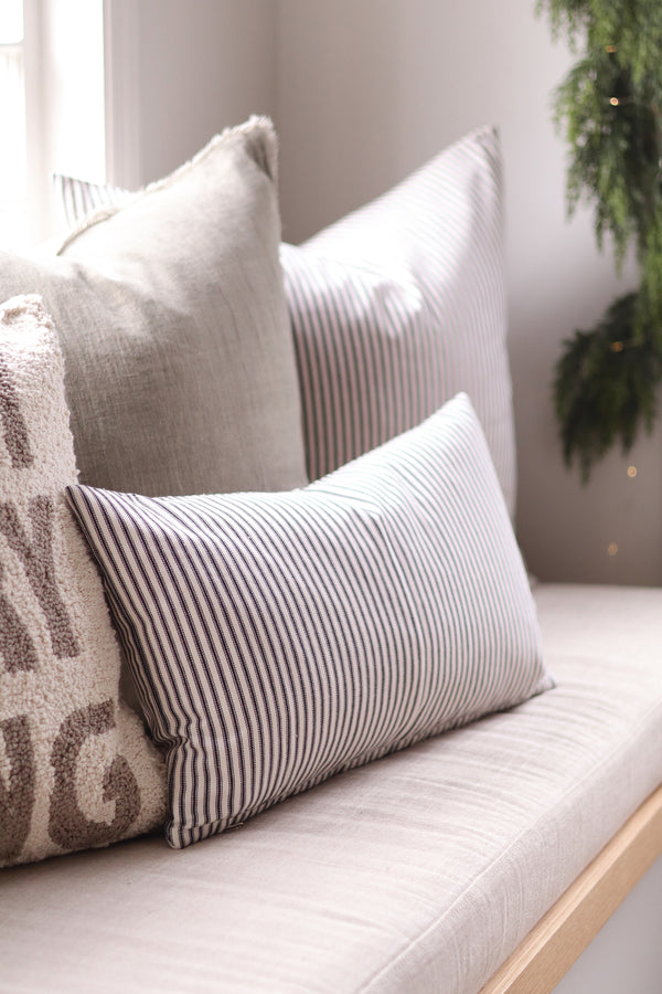 21x12 Black Ticking Pillow