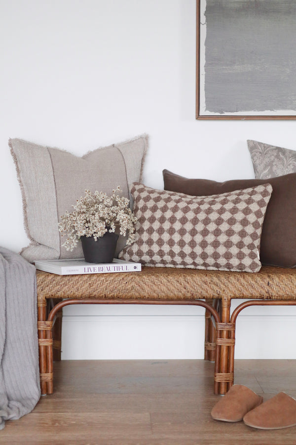 21x12 Check Weave Pillow, Brown