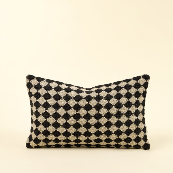 21x12 Check Weave Pillow, Black