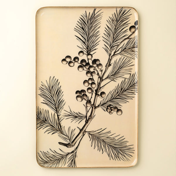 Winterberry Decorative Enameled Tray XL