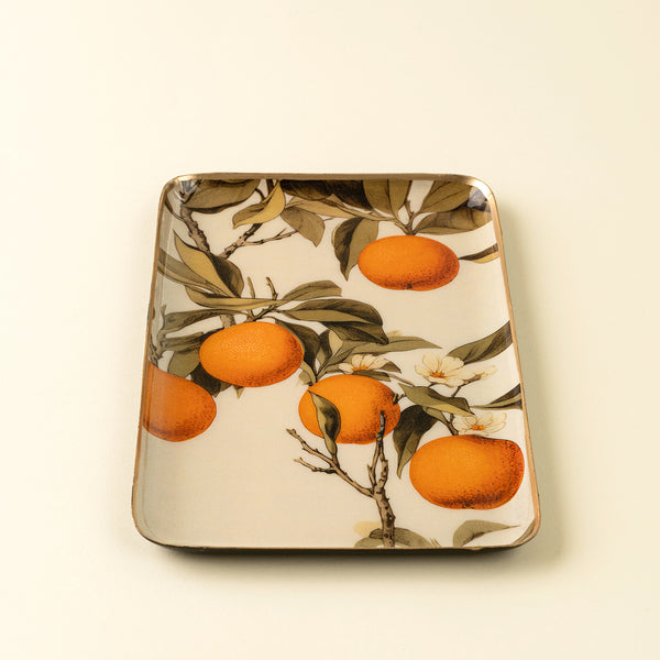 Orange Grove Decorative Enameled Tray L