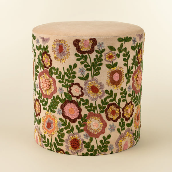 Wildflower Velvet Upholstered Stool L