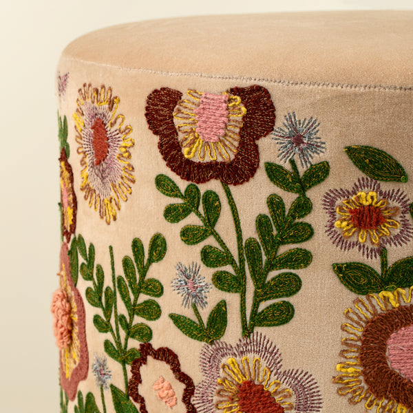 Wildflower Velvet Upholstered Stool L