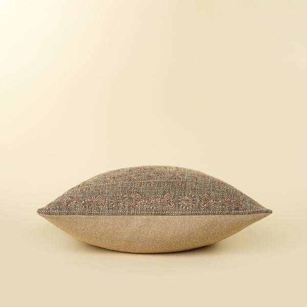 20x20 Nisha Embroidered Pillow, Ash