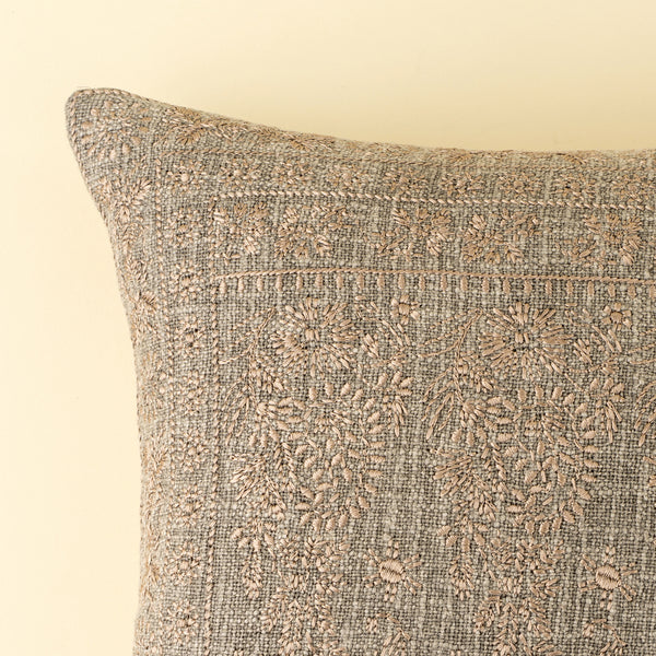 20x20 Nisha Embroidered Pillow, Ash
