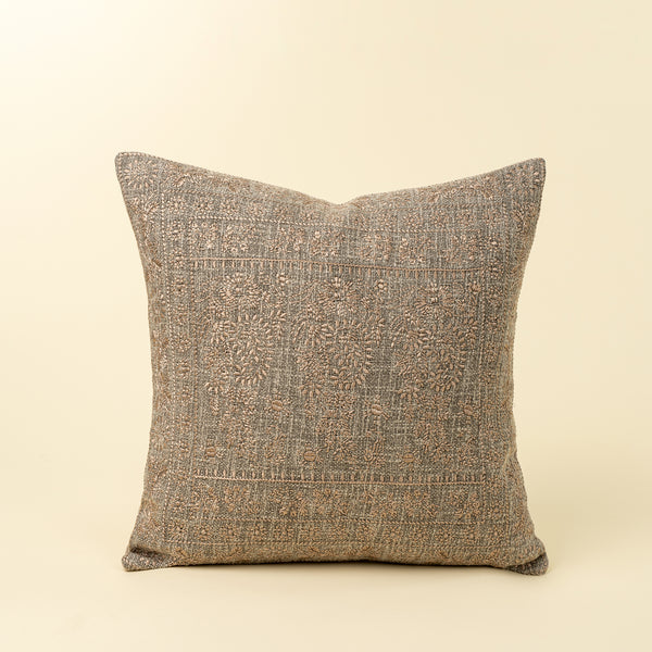 20x20 Nisha Embroidered Pillow, Ash