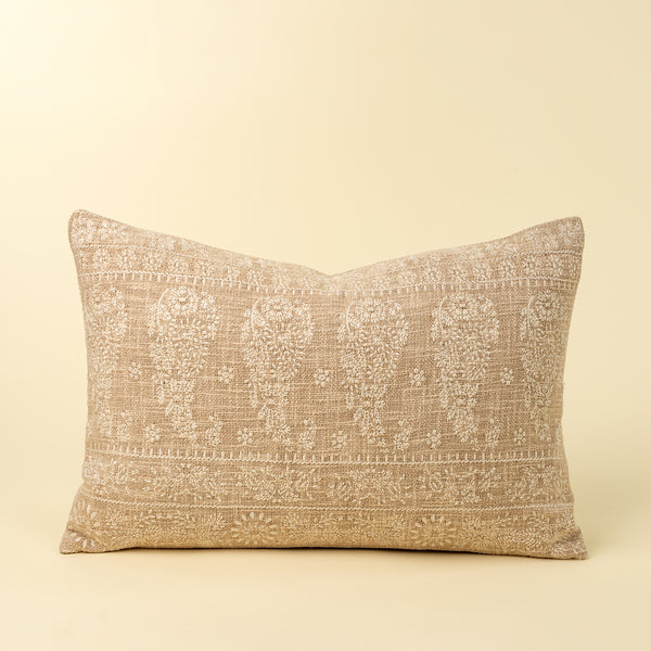 16x24 Nisha Embroidered Pillow, Ivory