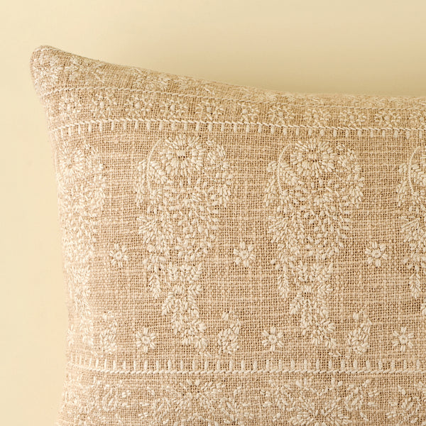 16x24 Nisha Embroidered Pillow, Ivory