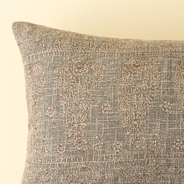 16x24 Nisha Embroidered Pillow, Ash