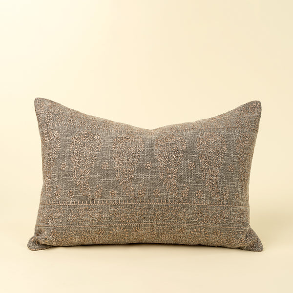16x24 Nisha Embroidered Pillow, Ash