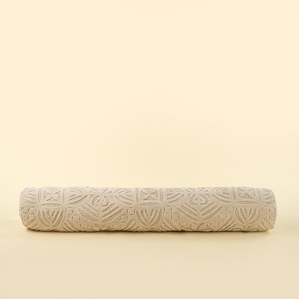 Velvet Cutwork Bolster, Ivory