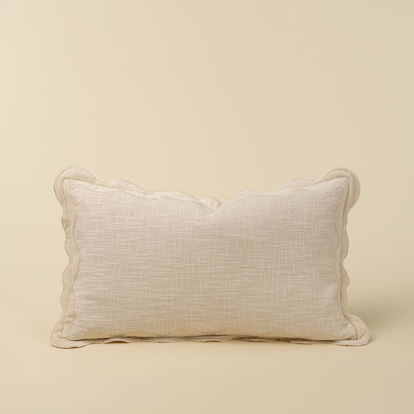 21x12 Velvet Scallop Pillow, Ivory