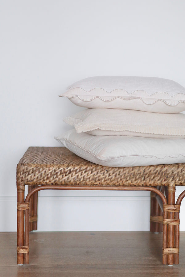21x12 Velvet Scallop Pillow, Ivory