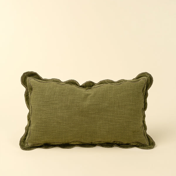 21x12 Velvet Scallop Pillow, Moss