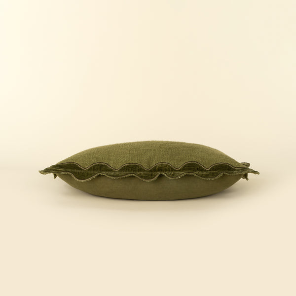 21x12 Velvet Scallop Pillow, Moss
