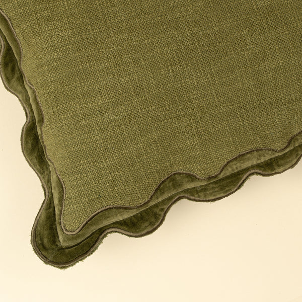 21x12 Velvet Scallop Pillow, Moss