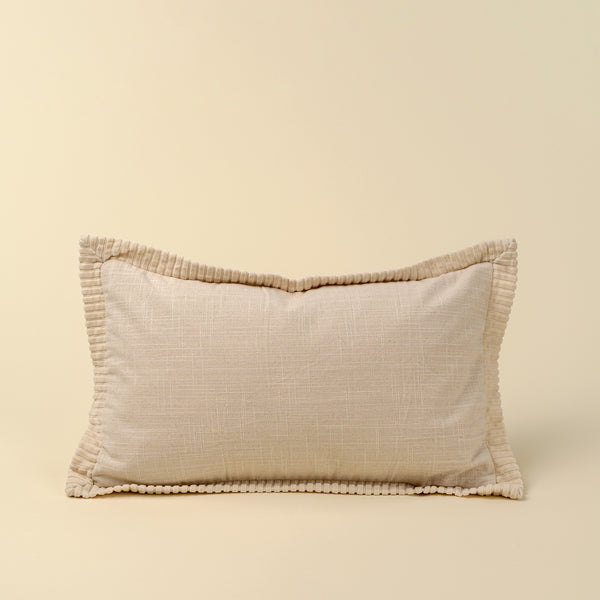 21x12 Corded Velvet Edge Pillow, Ivory
