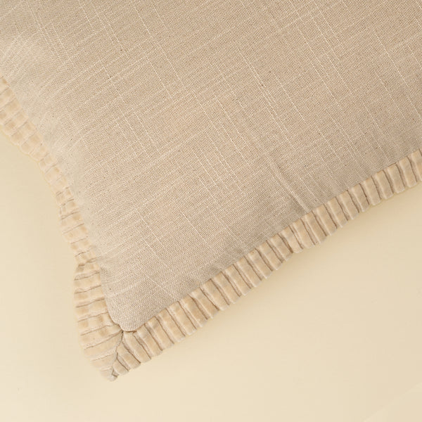 21x12 Corded Velvet Edge Pillow, Ivory