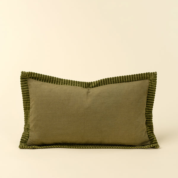 21x12 Corded Velvet Edge Pillow, Moss