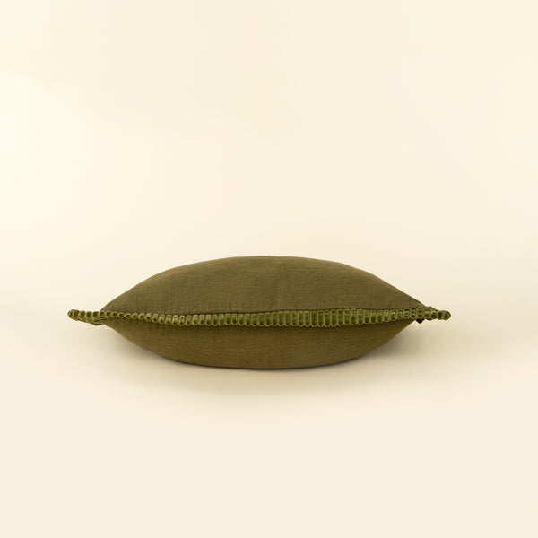 21x12 Corded Velvet Edge Pillow, Moss