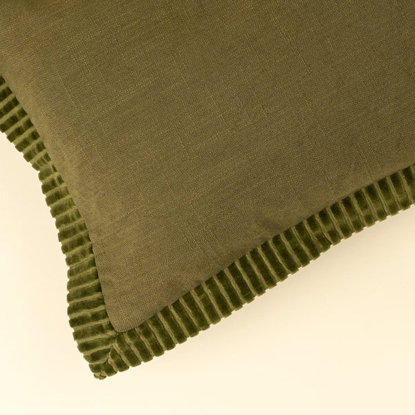 21x12 Corded Velvet Edge Pillow, Moss