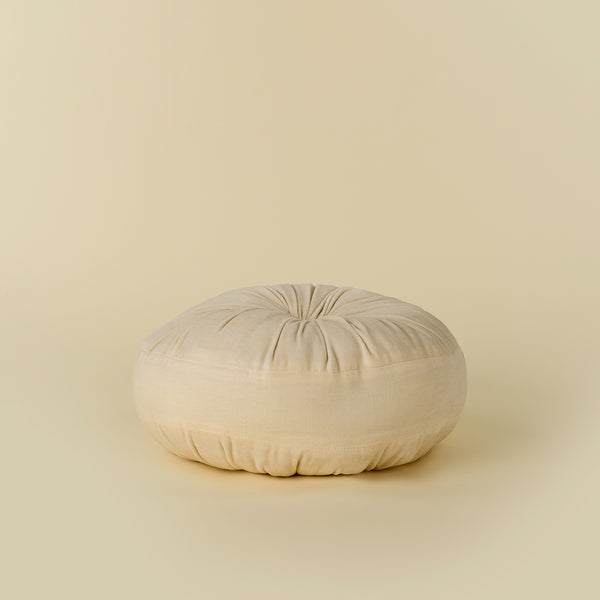 Velvet Tuft Round Cushion, Ivory