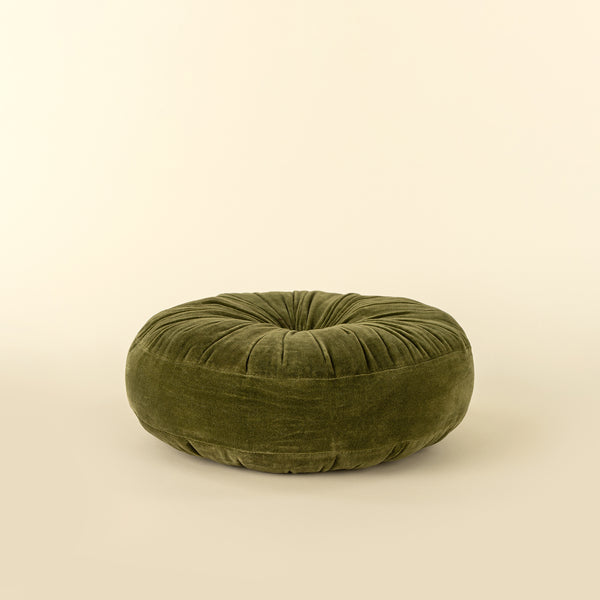 Velvet Tuft Round Cushion, Moss