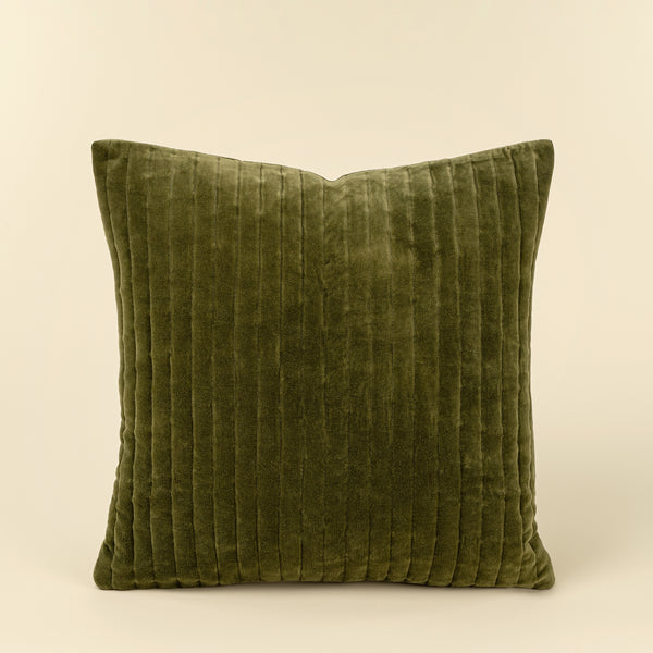 20x20 Velvet Stripe Pillow, Moss