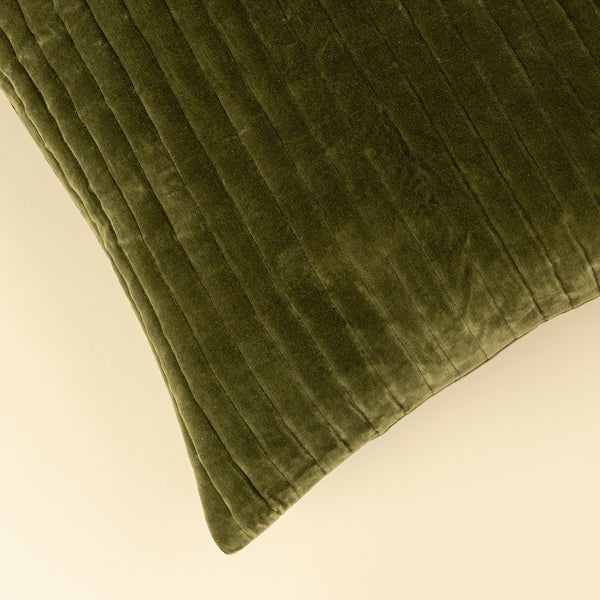 20x20 Velvet Stripe Pillow, Moss