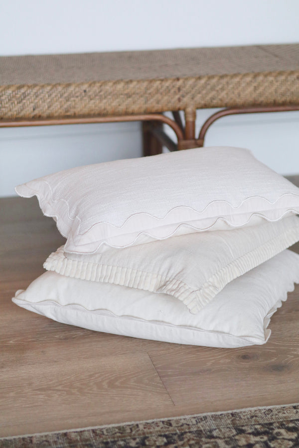 20x20 Corduroy Scallop Pillow, Ivory