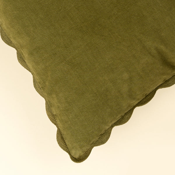 20x20 Corduroy Scallop Pillow, Moss
