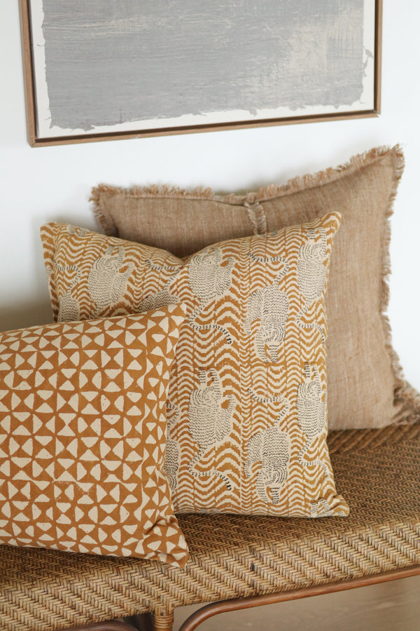 20x20 Taiga Block Print Pillow, Ochre