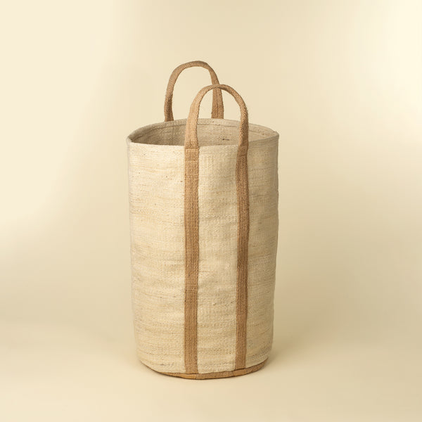Jute Tall Laundry Tote, Bleached