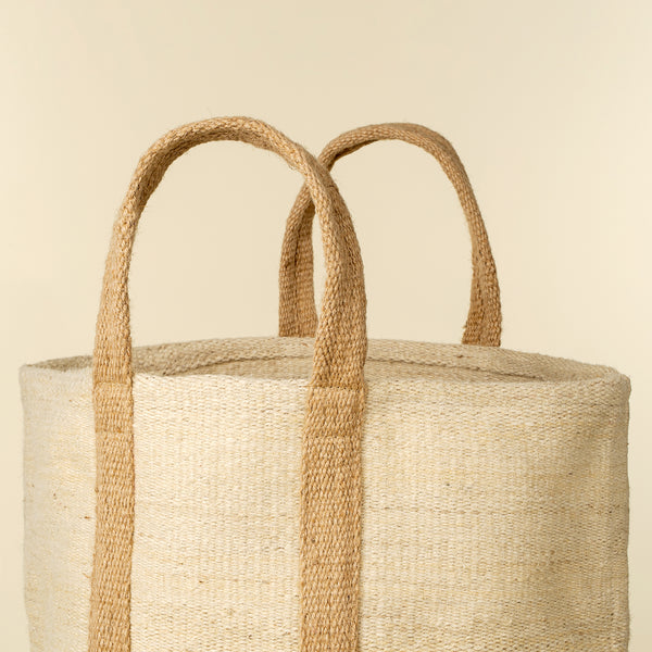 Jute Tall Laundry Tote, Bleached