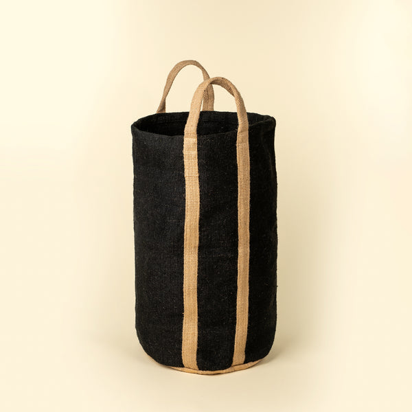 Jute Tall Laundry Tote, Black