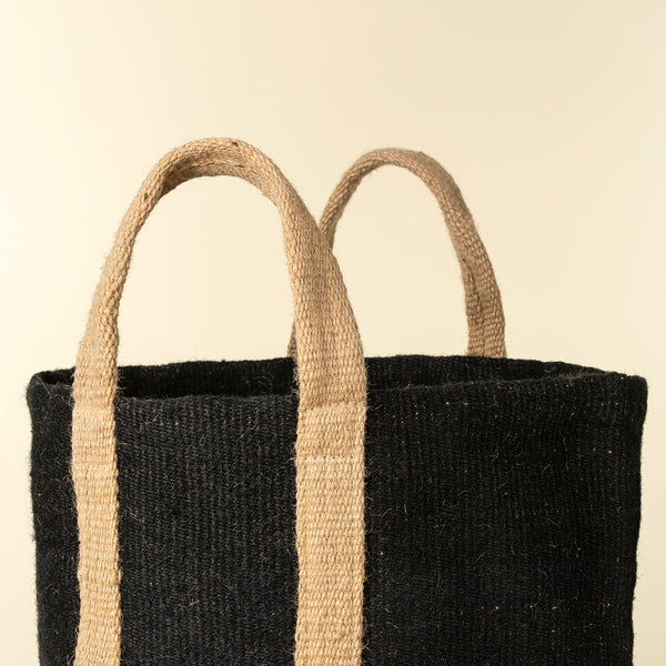 Jute Tall Laundry Tote, Black