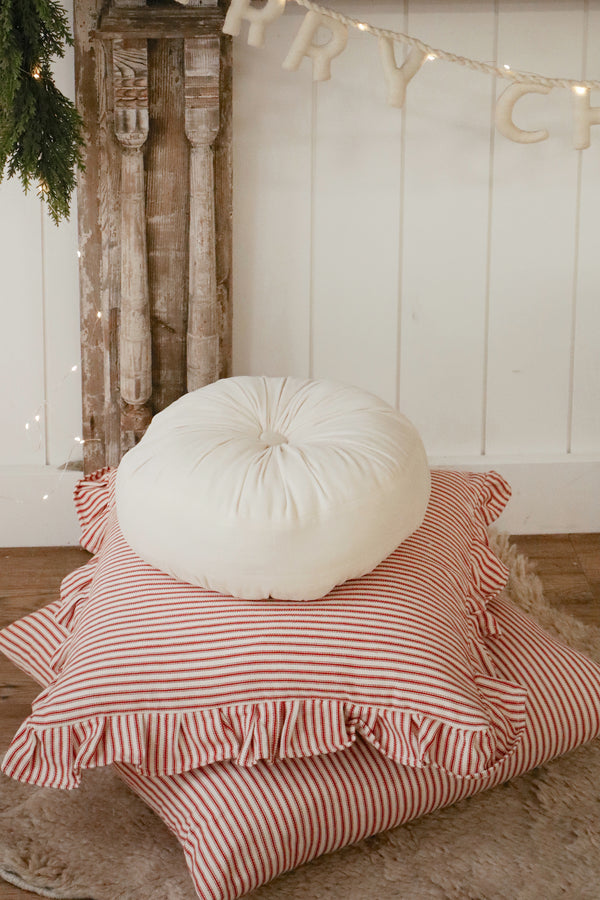 24x24 Red Ticking Pillow