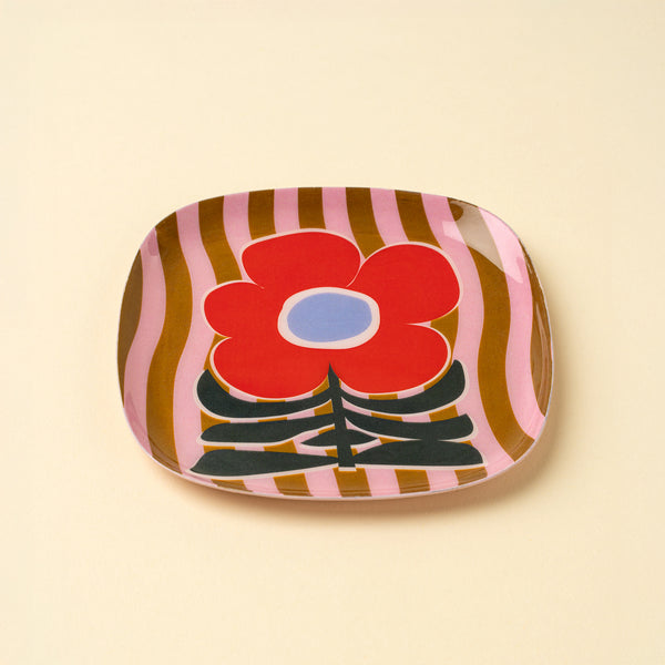 Poppy Pattern Decorative Enameled Tray