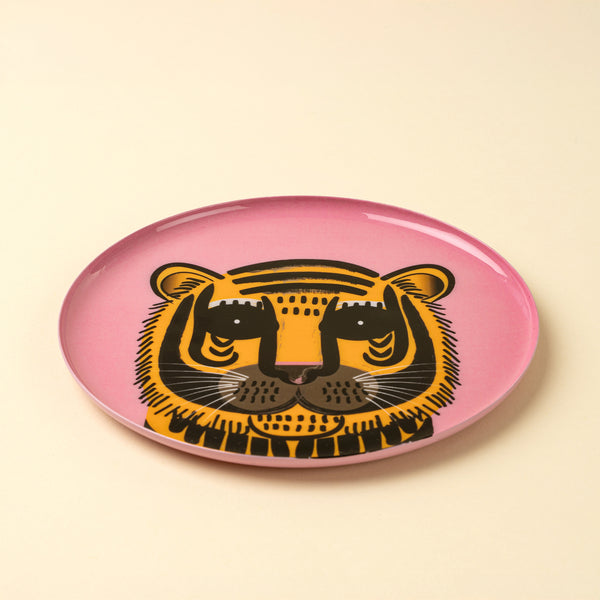 Pink Tiger Decorative Enameled Tray