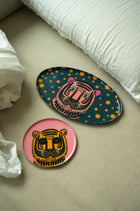 Pink Tiger Decorative Enameled Tray