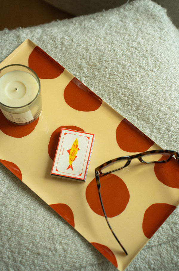 Polka Dot Decorative Enameled Tray