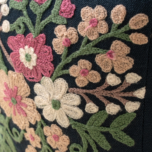 Embroidered Floral Doorstop, Blue