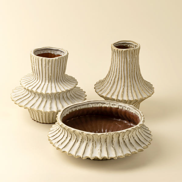 Stria Stoneware Layered Vase