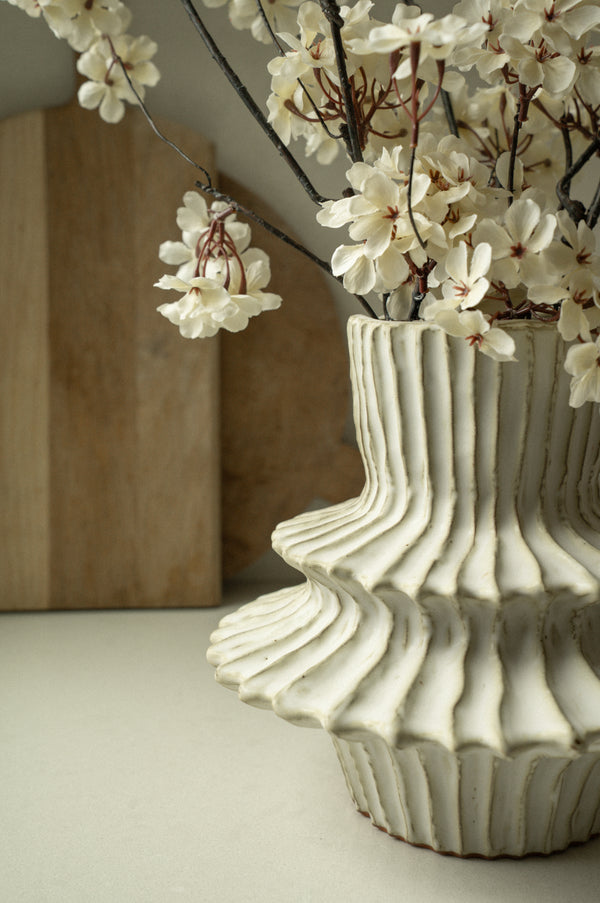 Stria Stoneware Layered Vase