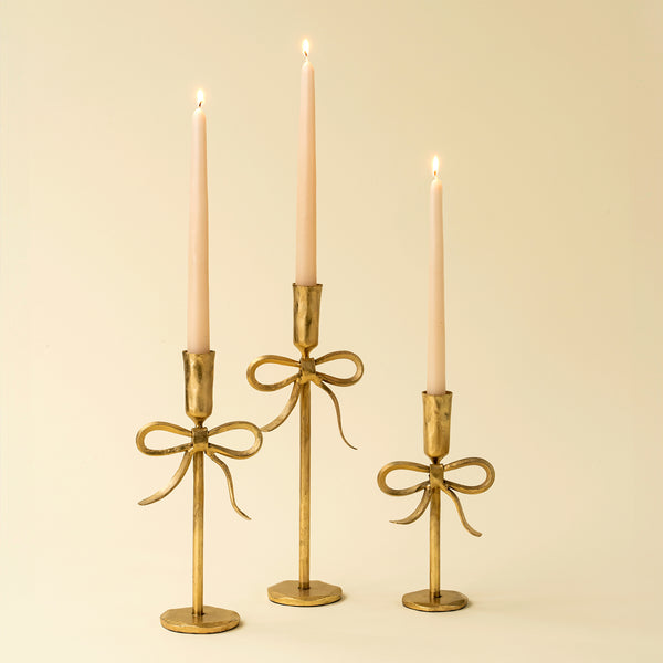 Bow Forged Candlestick M, Gold