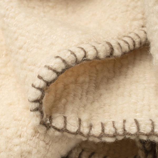 Blanket Stitch Boucle Throw, Ivory