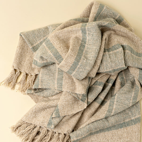 Tulum Striped Throw, Blue