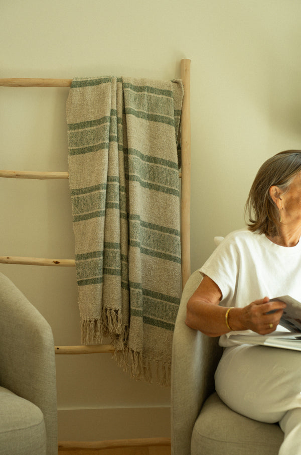 Tulum Striped Throw, Green