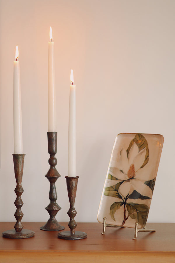 Ember Forged Candlestick L, Rustic Brass